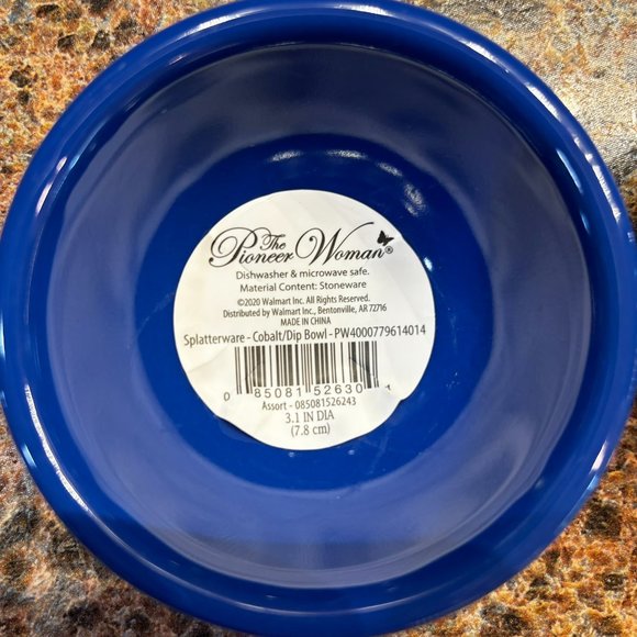 New The Pioneer Woman Dipping Bowls Set of 2 Cobalt Splatterware Dip Bowl 3.1" - Picture 4 of 5